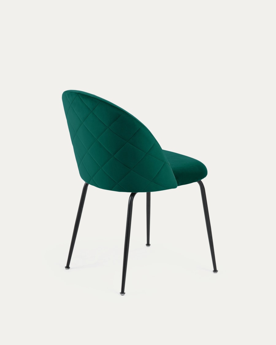 Ivonne chair velvet dark green and black metal