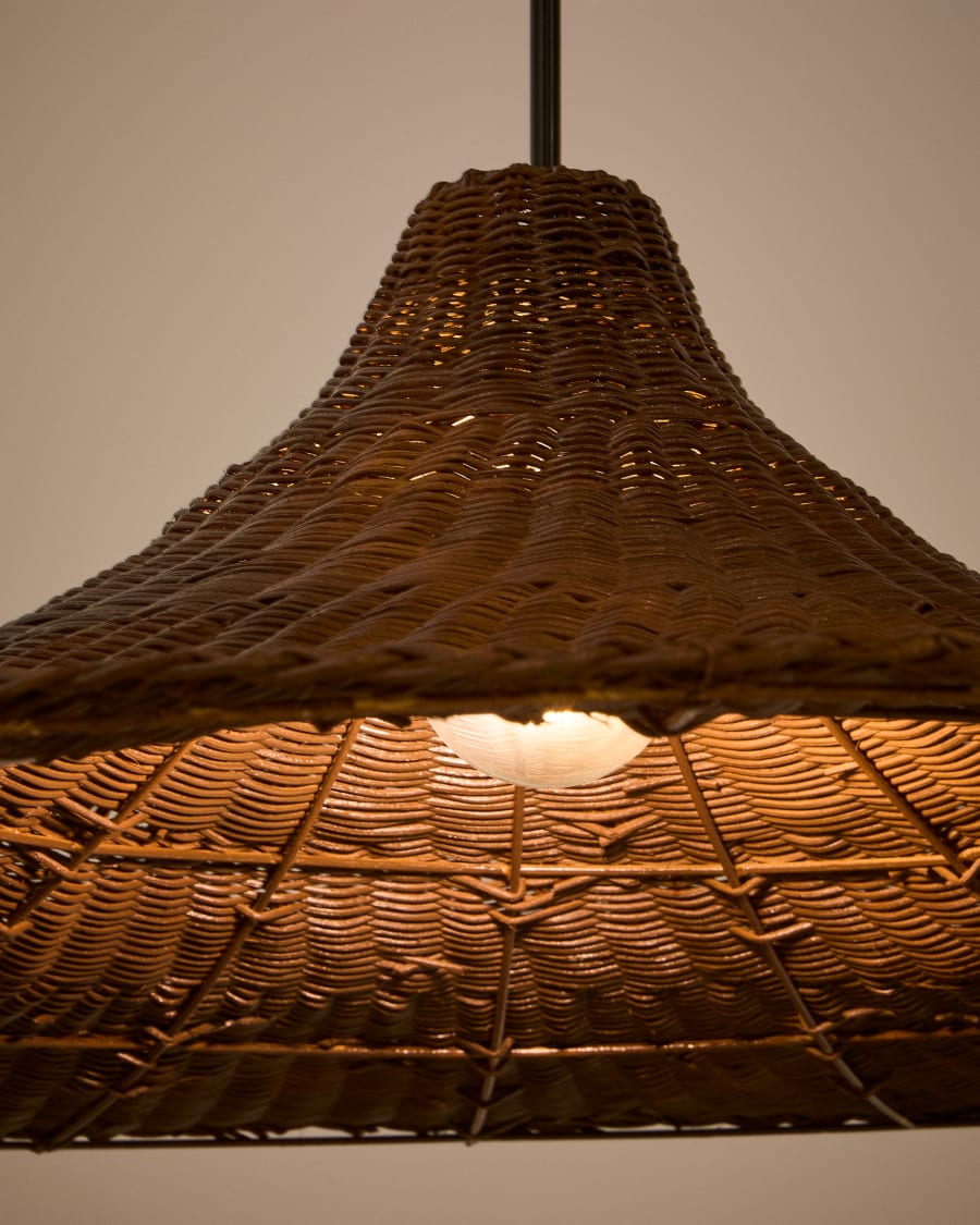 Lampenschirm für Deckenleuchte Bladia aus Rattan mit Finish in Braun Ø 70 cm