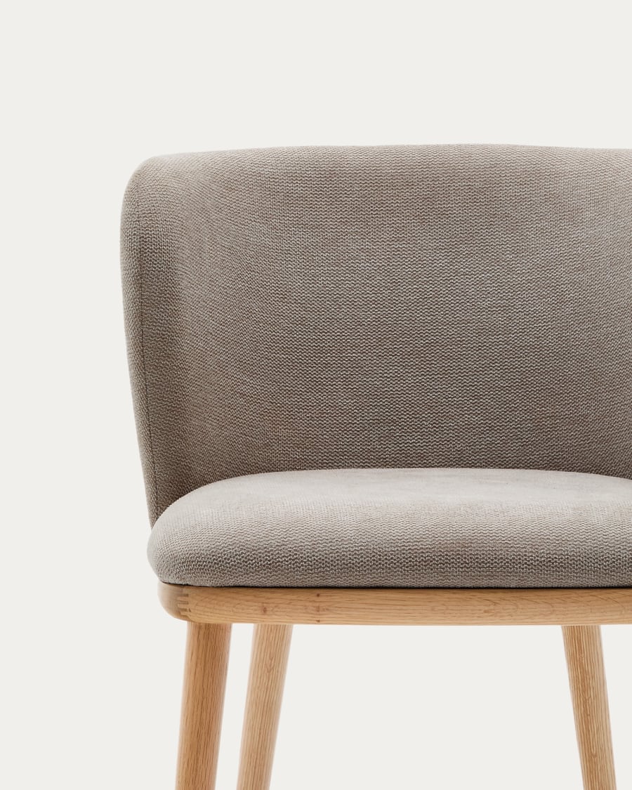 Ciselia chair brown chenille and solid ash wood natural tone finish FSC Mix Credit