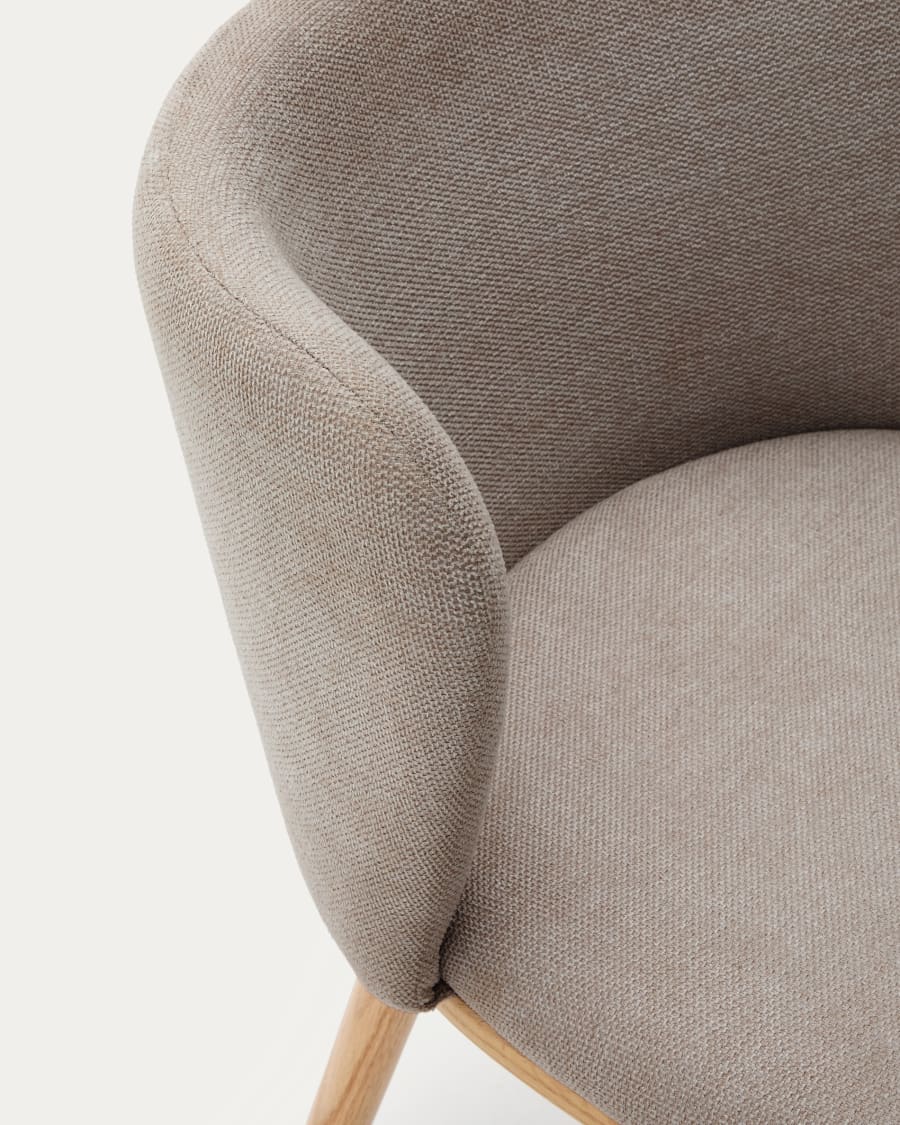 Ciselia chair brown chenille and solid ash wood natural tone finish FSC Mix Credit