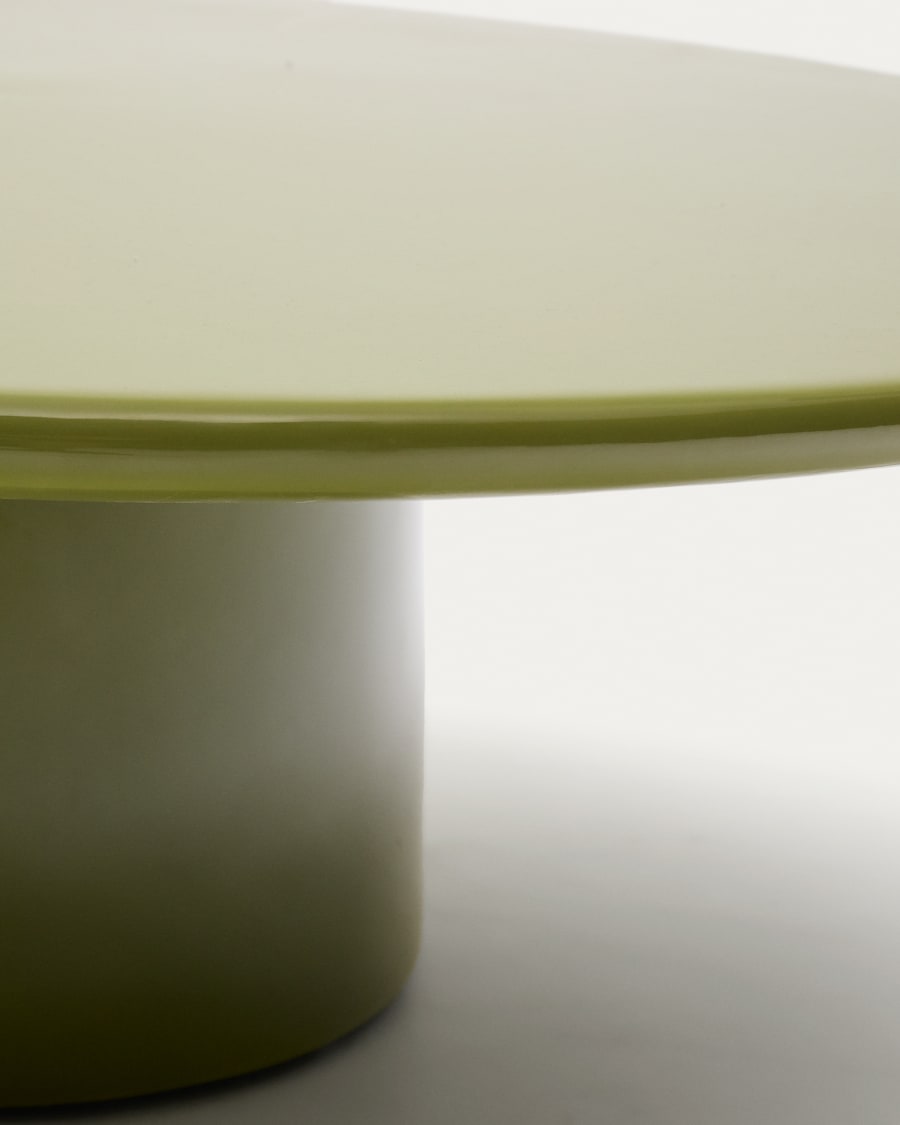 Albanella coffee table in cement with glossy green finish Ø85cm