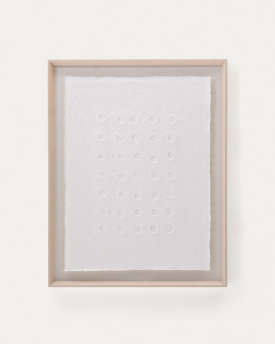 Olvin abstract picture on white recycled paper with hand-crafted reliefs 94 x 74 cm