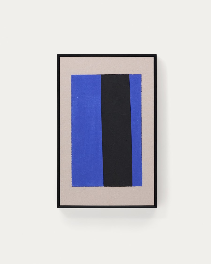 Zernu hand-painted blue and black vertical line abstract picture 42 x 65cm