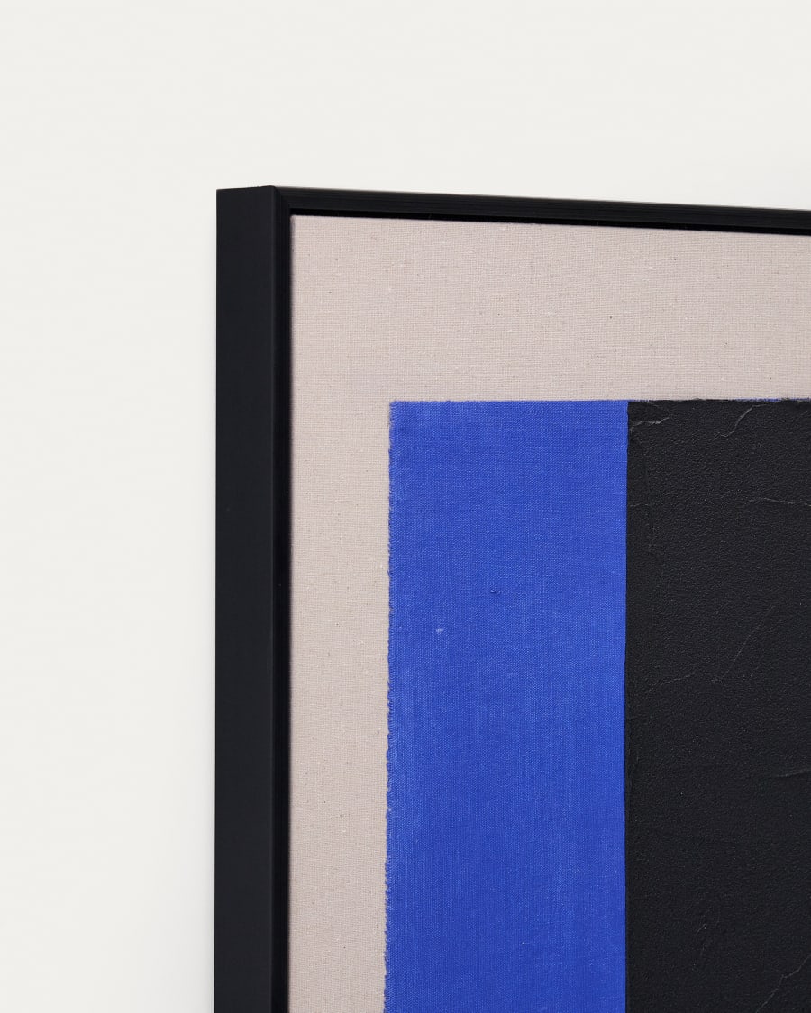 Zernu hand-painted blue and black vertical line abstract picture 42 x 65cm