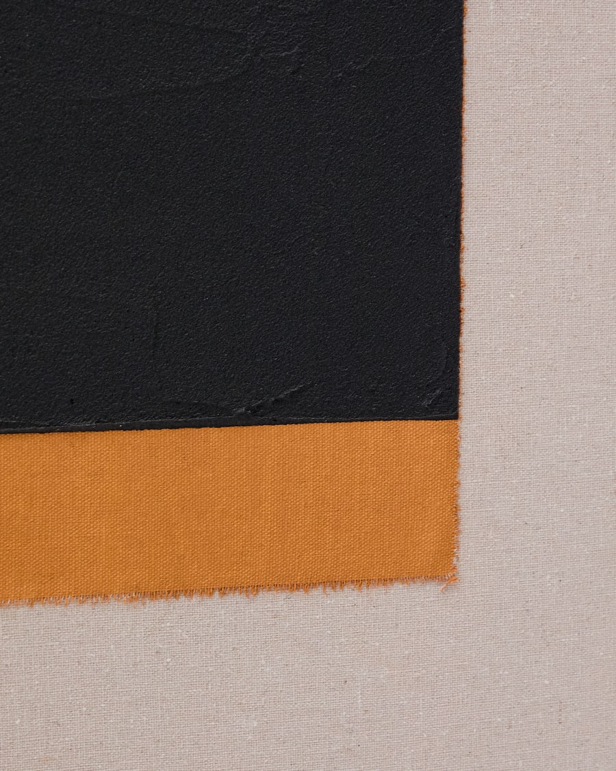 Zernu hand-painted orange and black linen abstract picture 42 x 65cm