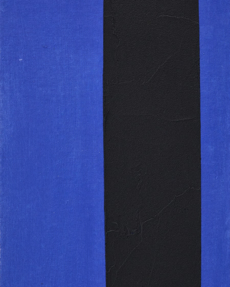 Zernu hand-painted blue and black vertical line abstract picture 42 x 65cm