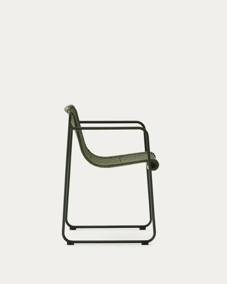 Maurina chair in green galvanised steel and green rope cord