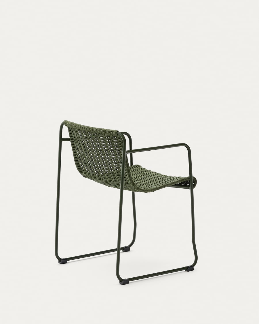 Maurina chair in green galvanised steel and green rope cord
