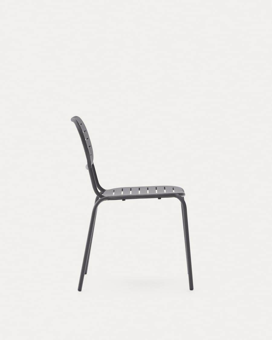 Stackable outdoor chair Brai in dark grey galvanised steel