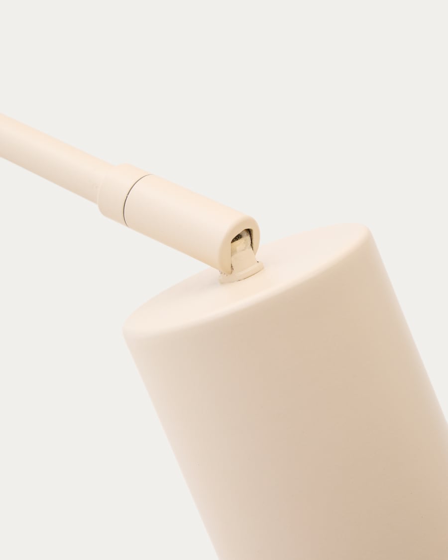 Manie metal desk lamp with beige textured finish and UK adaptor
