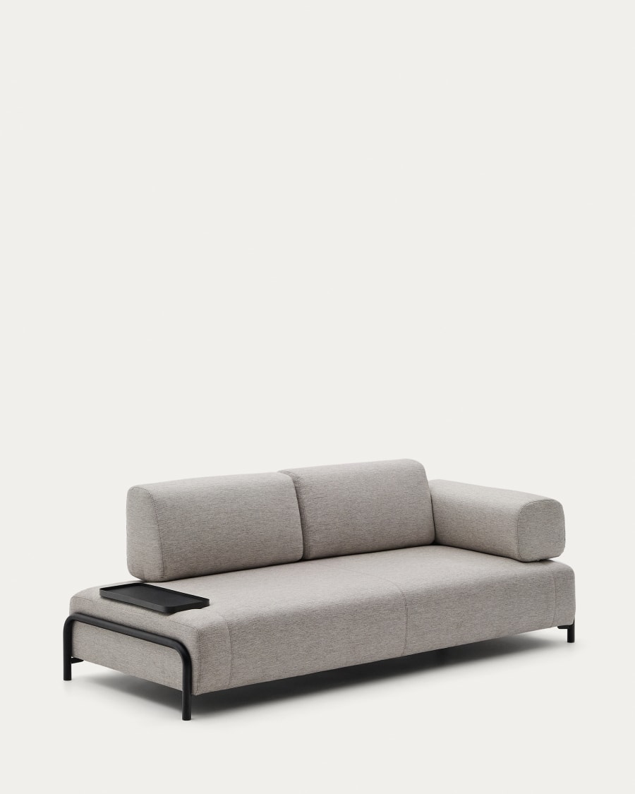 Compo 3 seater sofa with small tray in Beige-Grey, 232 cm
