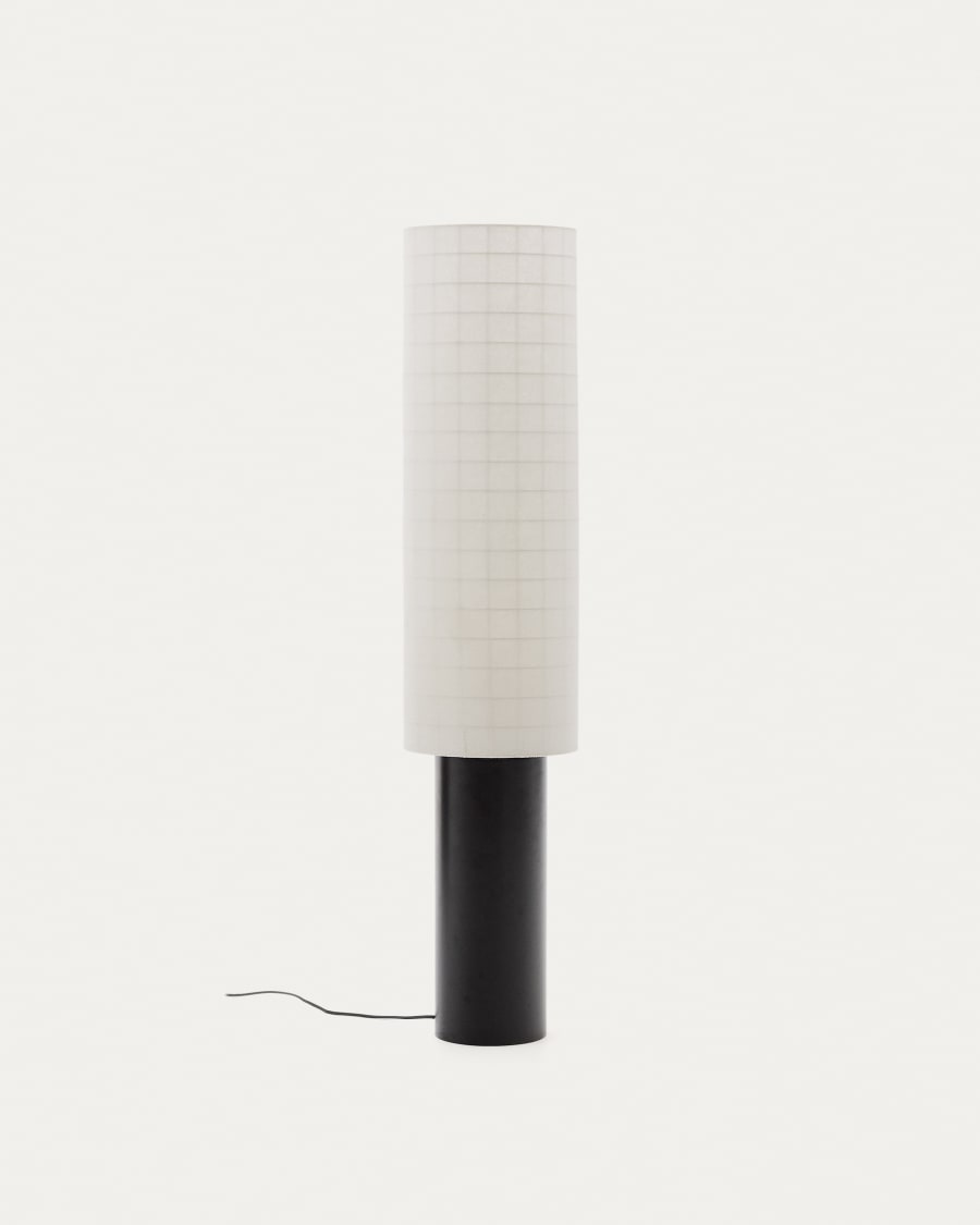 Dulan black metal floor lamp with cotton shade