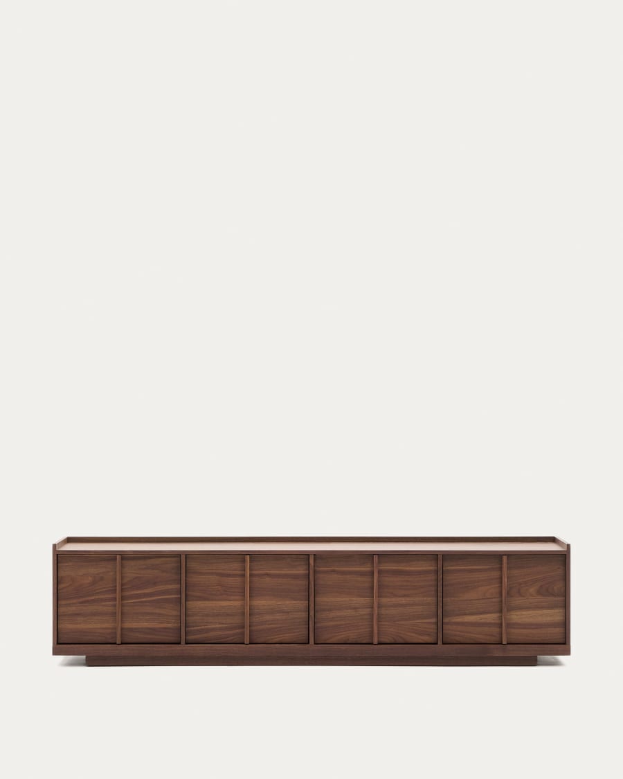 Onix TV stand with a walnut veneer in a dark finish, 200 x 45 cm FSC Mix Credit Assembled