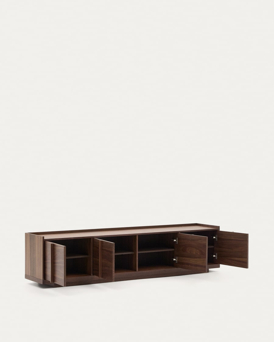 Onix TV stand with a walnut veneer in a dark finish, 200 x 45 cm FSC Mix Credit Assembled
