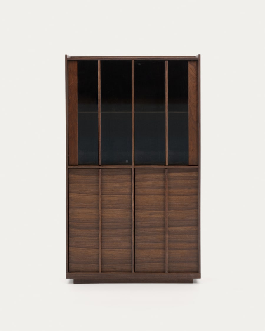 Onix display cabinet solid walnut and walnut veneer dark finish 101 x 170 cm FSC Mix Credit Assembled