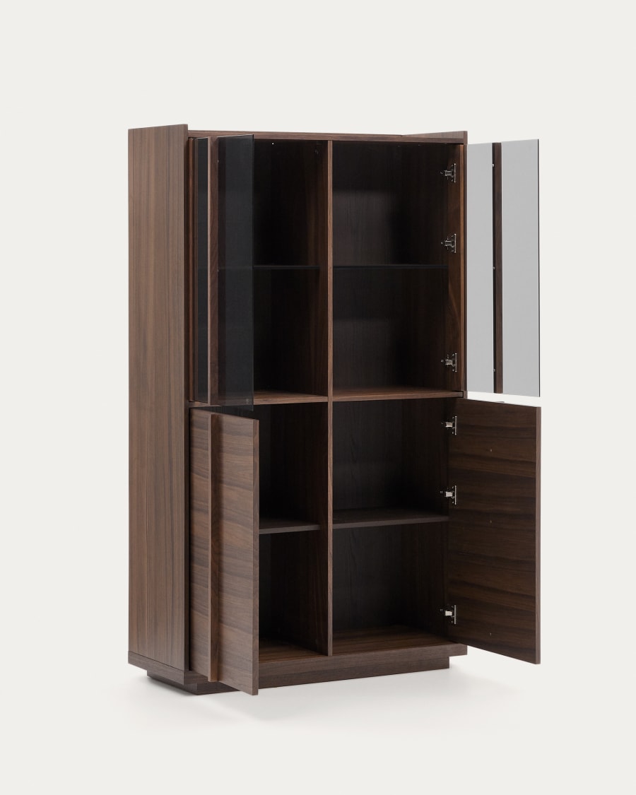 Onix display cabinet solid walnut and walnut veneer dark finish 101 x 170 cm FSC Mix Credit Assembled