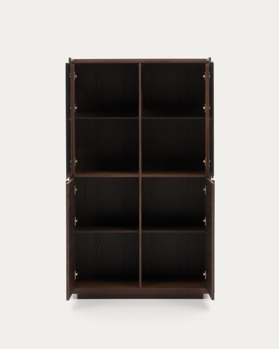 Onix display cabinet solid walnut and walnut veneer dark finish 101 x 170 cm FSC Mix Credit Assembled