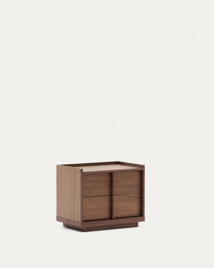 Onix bedside table, 2 drawers,  walnut veneer in a dark finish, 60 x 59 cm FSC Mix Credit Assembled