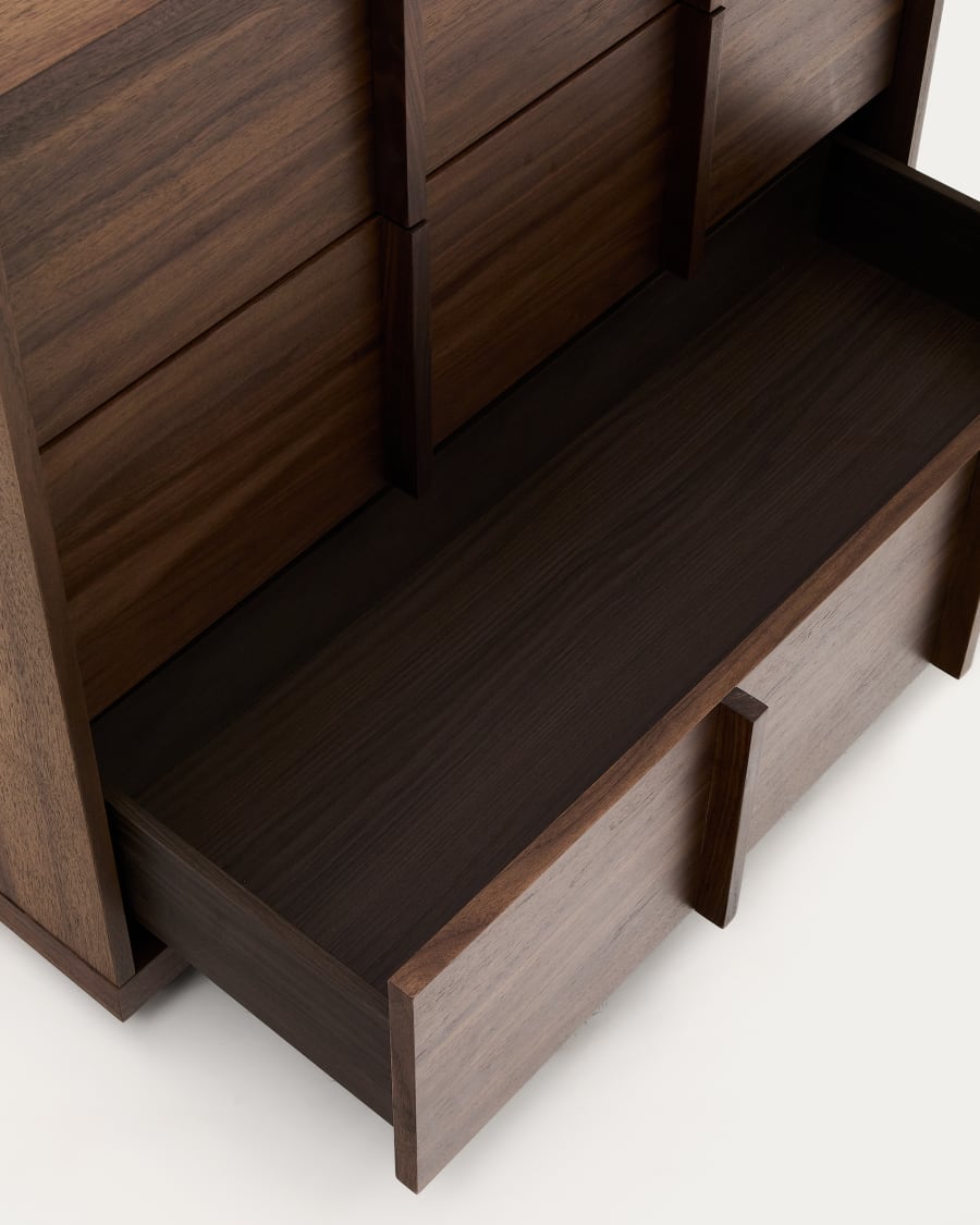 Onix chest of drawers with 3 drawers, walnut veneer, dark finish, 100x78cm FSC Mix Credit Assembled