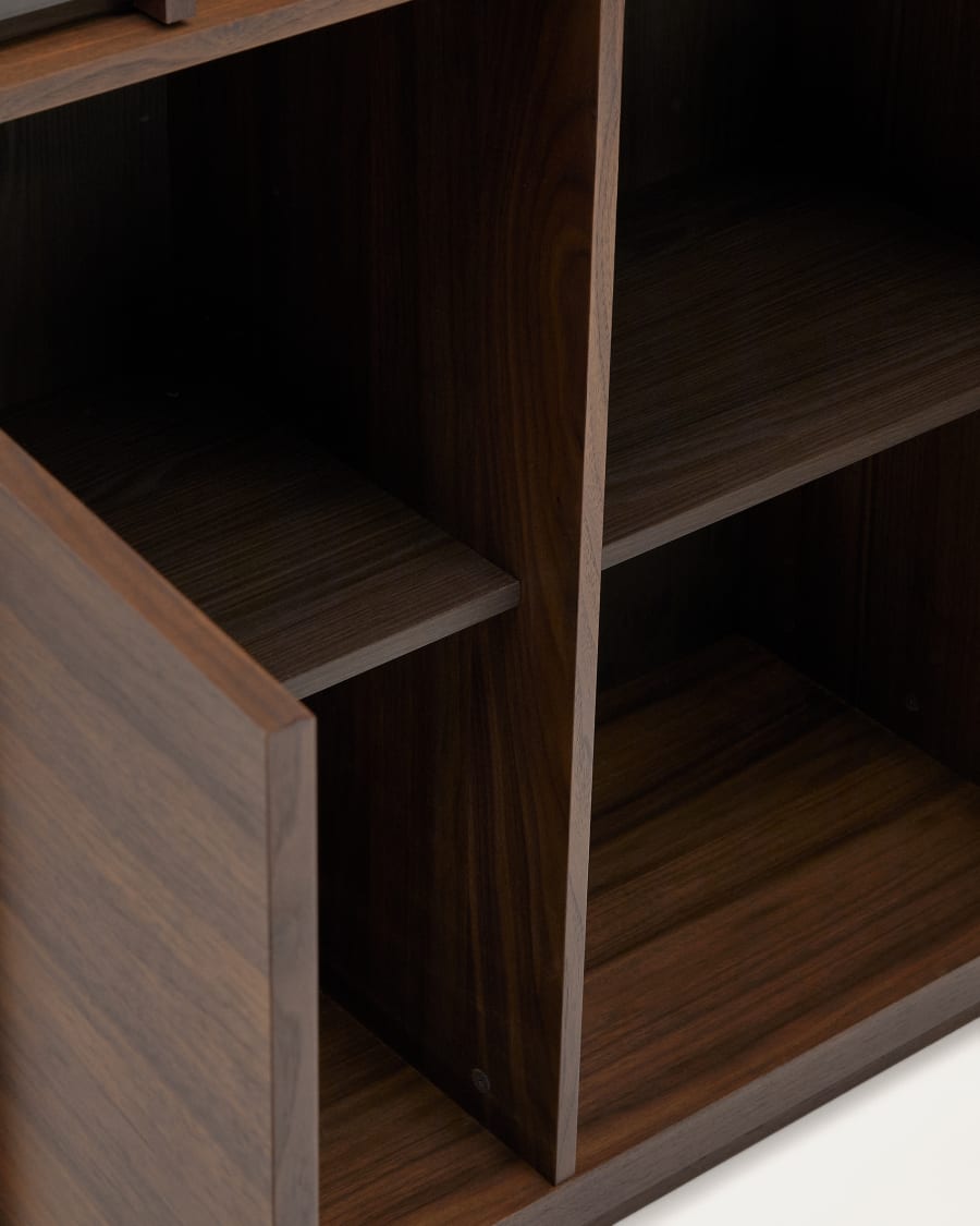 Onix display cabinet solid walnut and walnut veneer dark finish 101 x 170 cm FSC Mix Credit Assembled