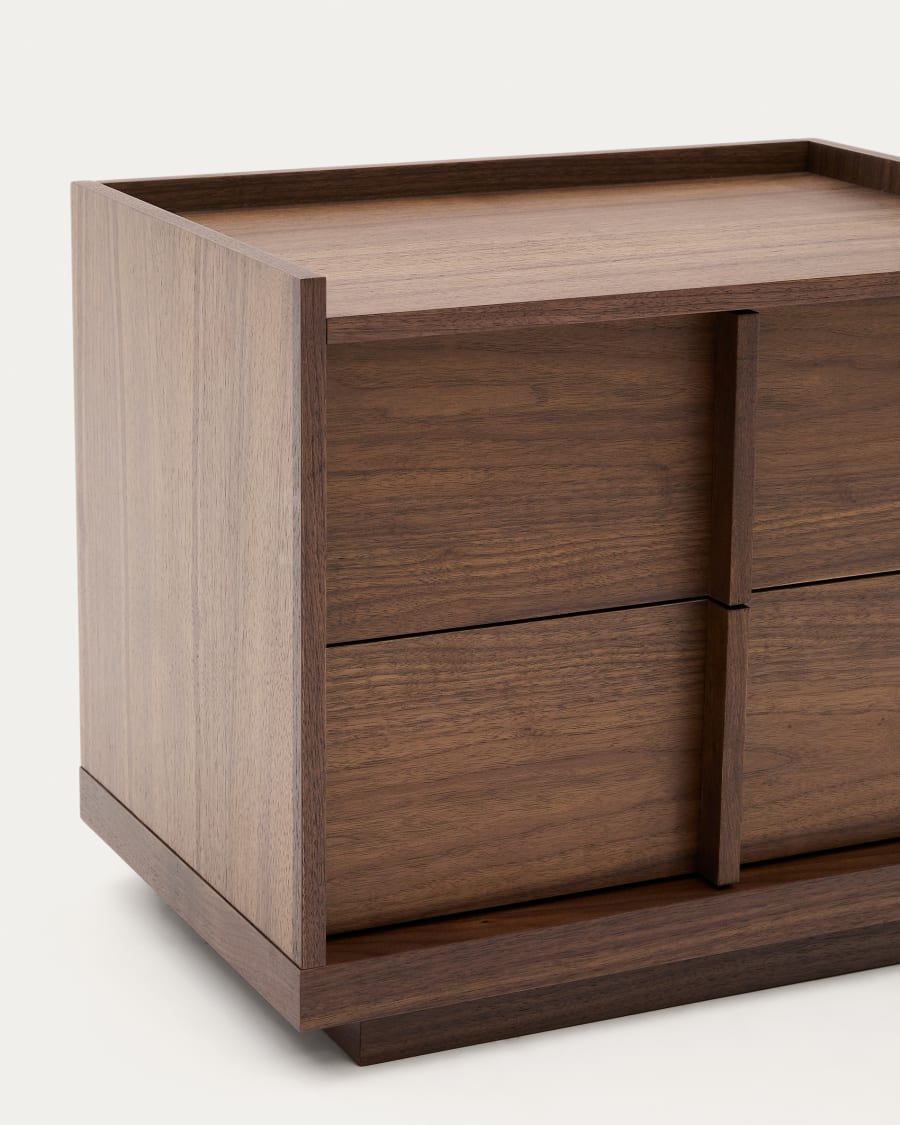 Onix bedside table, 2 drawers,  walnut veneer in a dark finish, 60 x 59 cm FSC Mix Credit Assembled