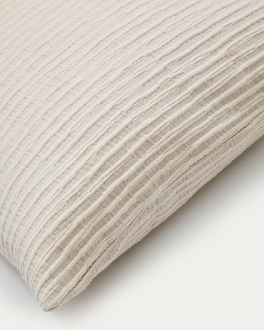 Vindi set of two ecru, 100% cotton cushion covers with fantasy stripes 50 x 50 cm