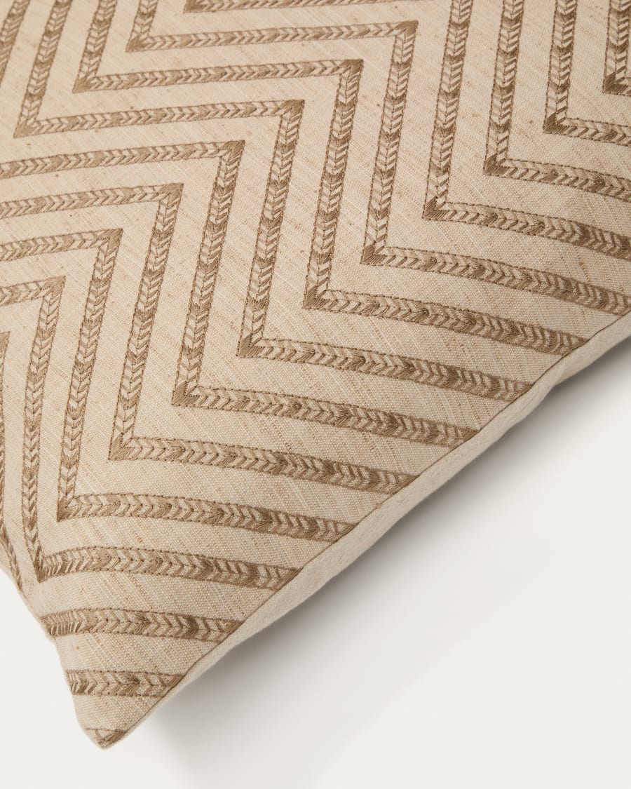 Olea beige contrasting jacquard cotton cushion cover 50 x 50cm