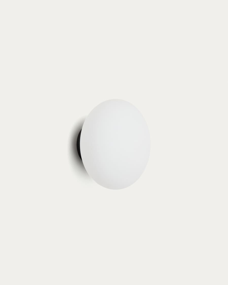 Bamila wall lamp in smoked glass and black metal Ø15cm