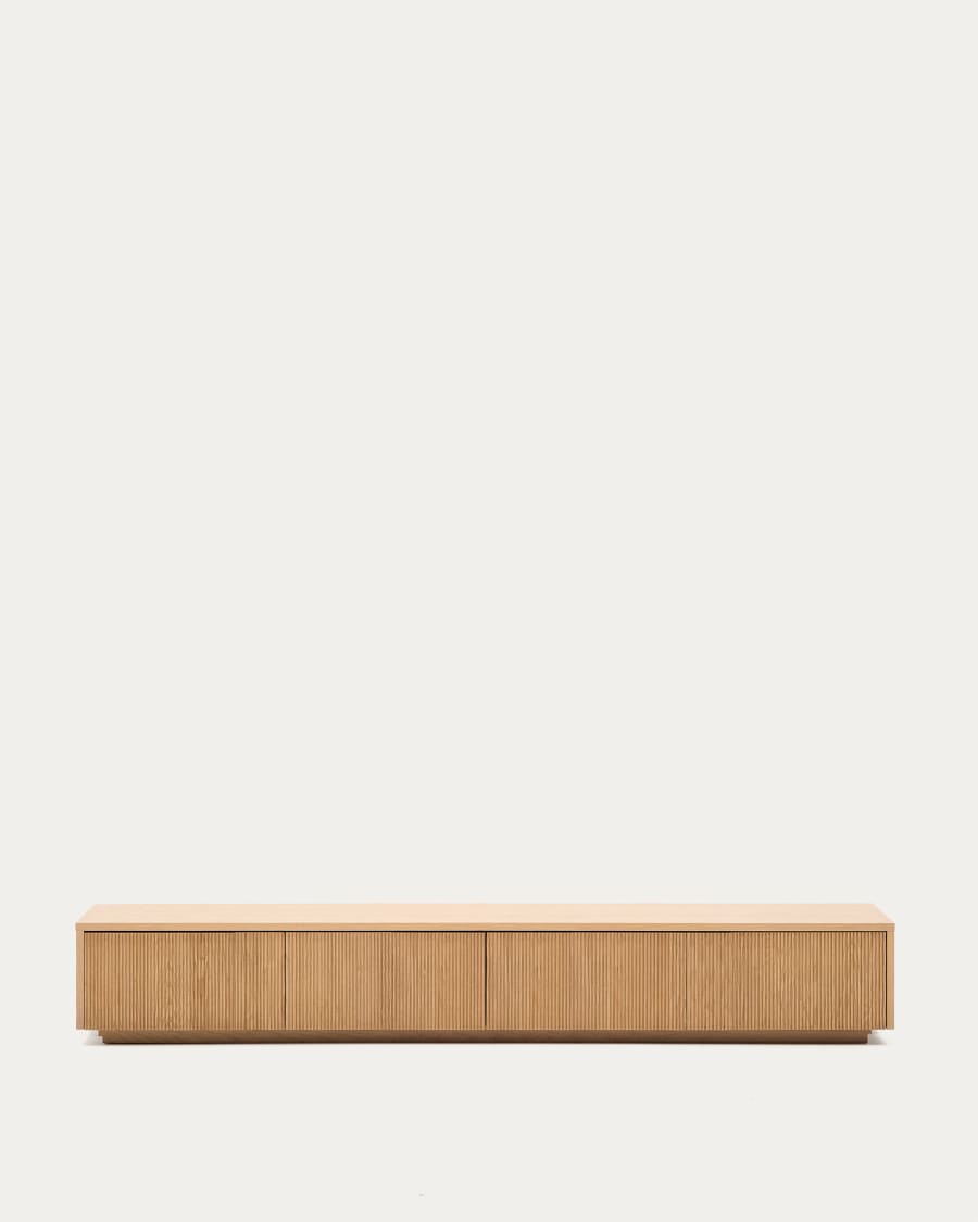 Helvine TV stand with 4 drawers in oak veneer, 200 x 30 cm FSC 100% Assembled