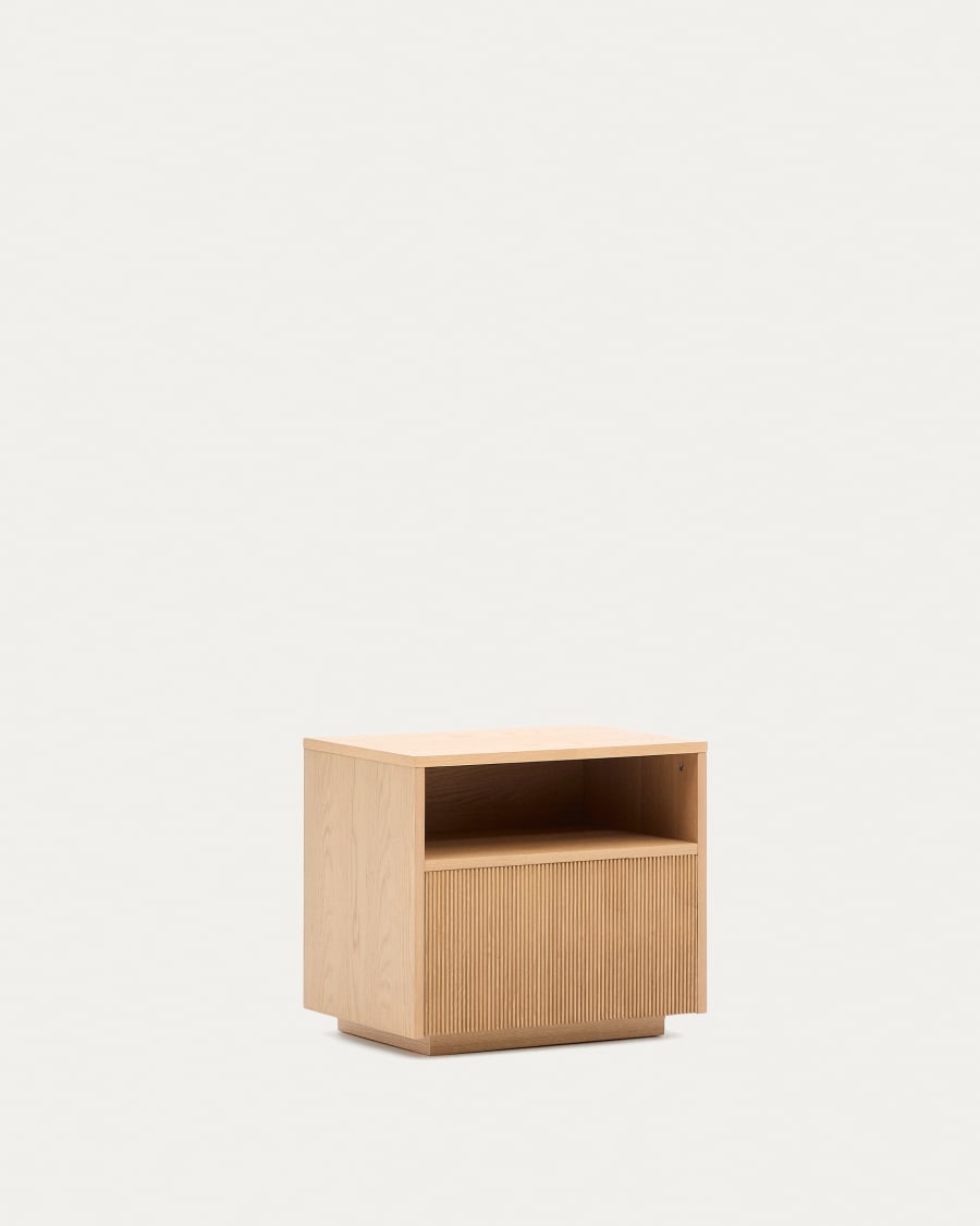 Helvine bedside table with 1 drawer in oak veneer, 60 x 52 cm FSC 100% Assembled