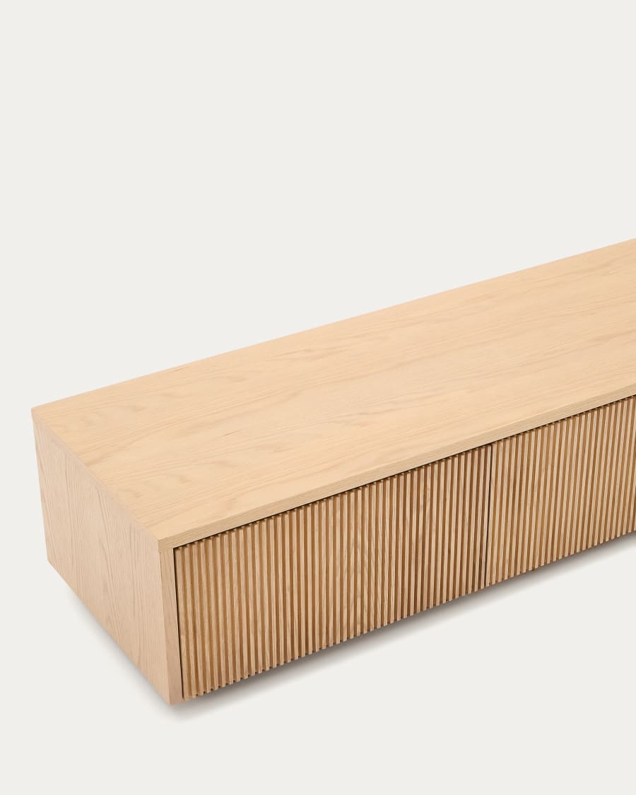 Helvine TV stand with 4 drawers in oak veneer, 200 x 30 cm FSC 100% Assembled