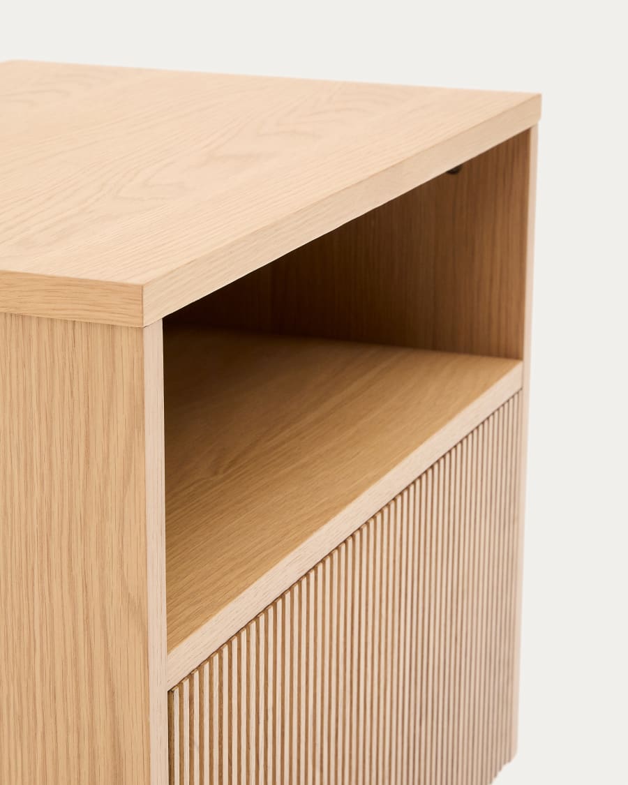 Helvine bedside table with 1 drawer in oak veneer, 60 x 52 cm FSC 100% Assembled