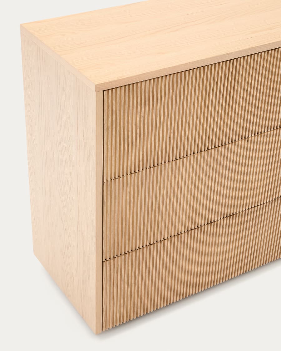 Helvine chest of 3 drawers in oak veneer 86 x 79 cm FSC 100% Assembled