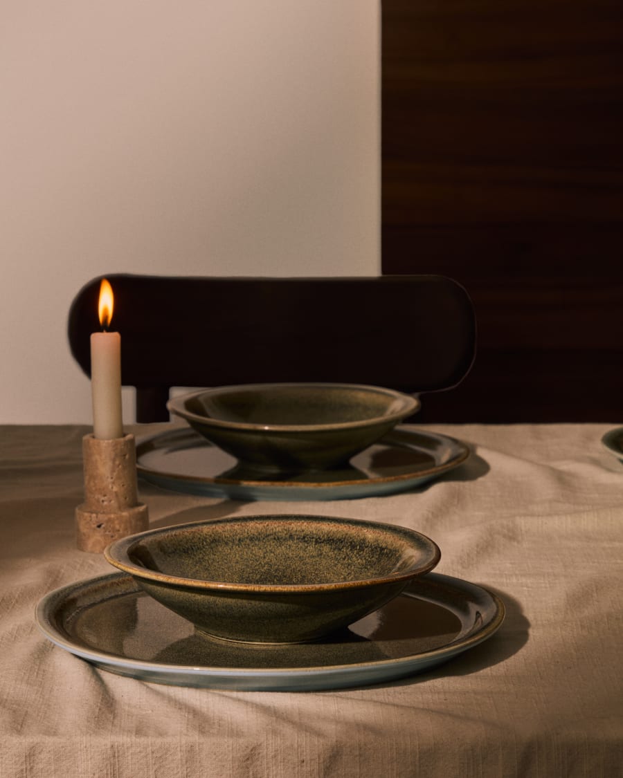 Brown ceramic Coval flat plate