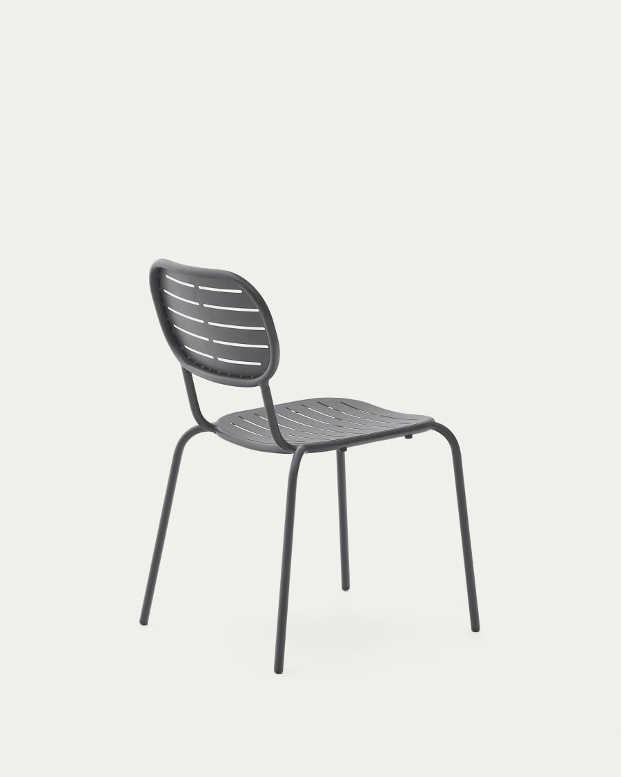 Stackable outdoor chair Brai in dark grey galvanised steel