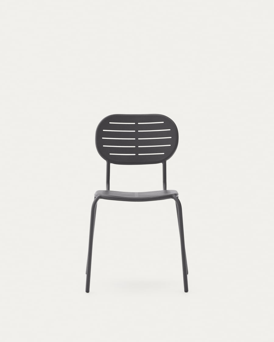 Stackable outdoor chair Brai in dark grey galvanised steel
