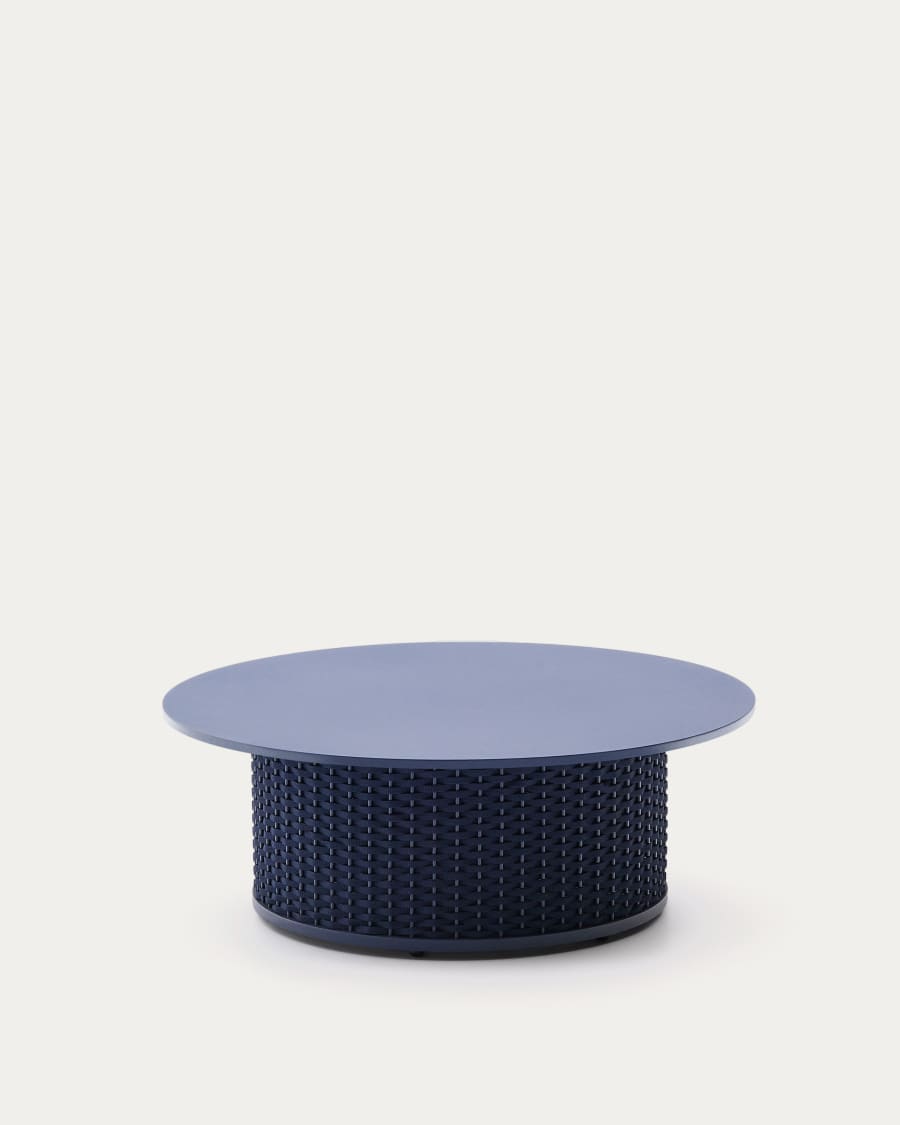 Sedalis outdoor coffee table in aluminium with blue rope cord Ø99 cm