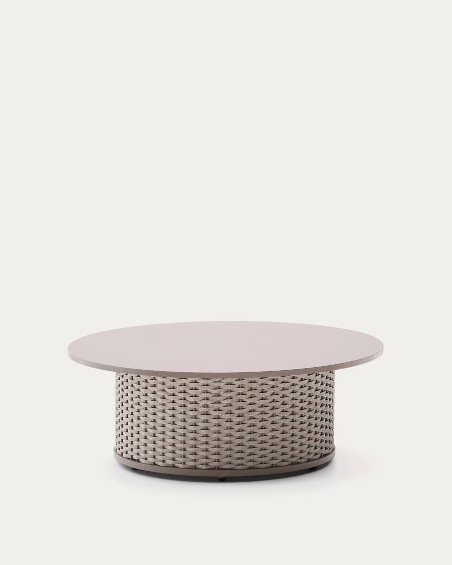 Sedalis outdoor coffee table in aluminium and taupe rope cord Ø99cm