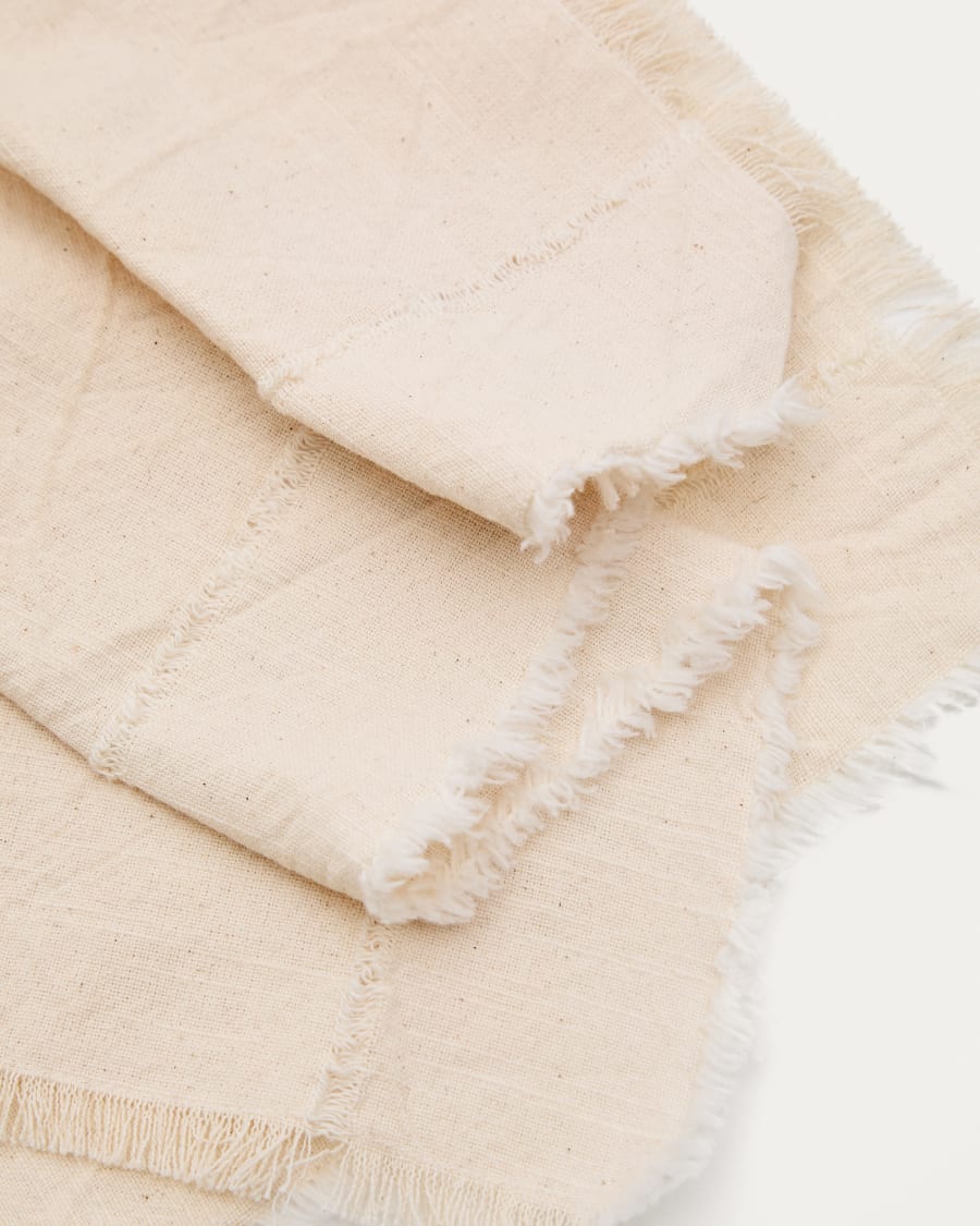 Set Nuvet mit zwei Servietten aus 100% Baumwolle in ausgefranster Optik beige 35 x 35 cm