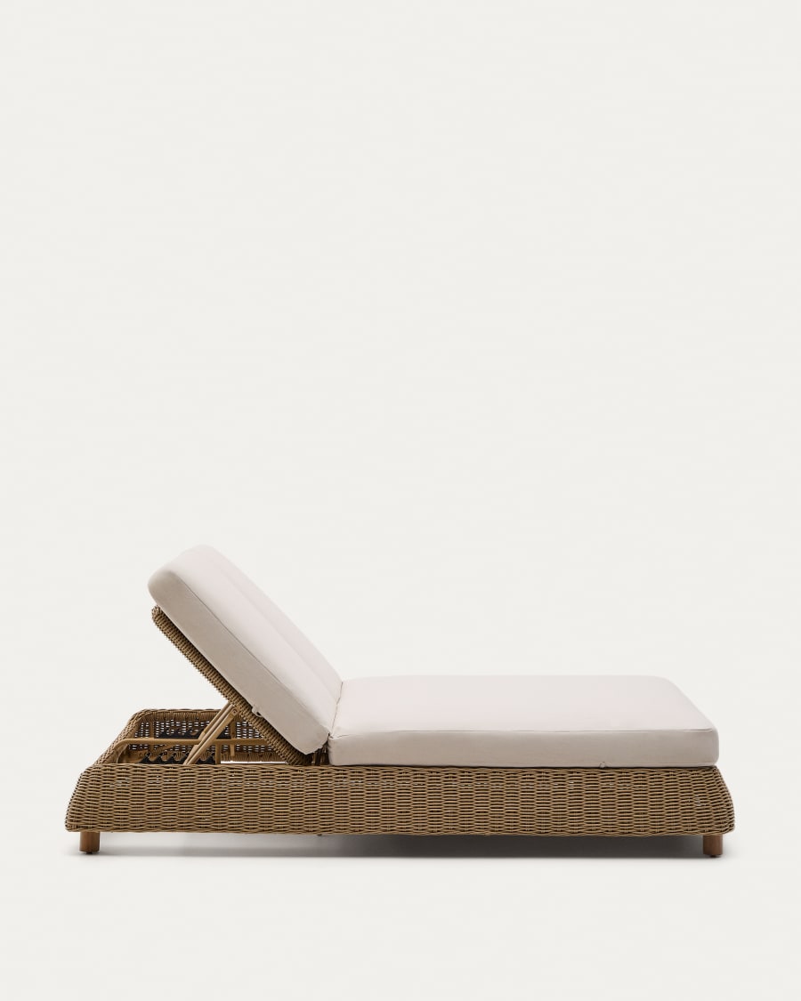 2er-Sonnenliege Meria aus synthetischem Rattan und Beine aus massivem Akazienholz FSC 100%