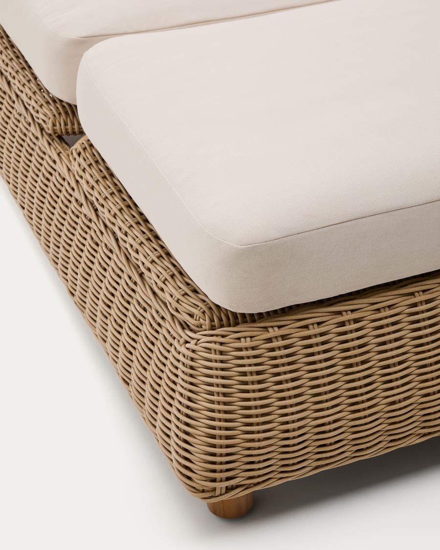 2er-Sonnenliege Meria aus synthetischem Rattan und Beine aus massivem Akazienholz FSC 100%