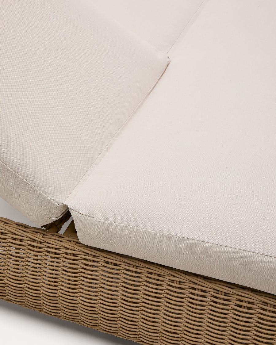 2er-Sonnenliege Meria aus synthetischem Rattan und Beine aus massivem Akazienholz FSC 100%