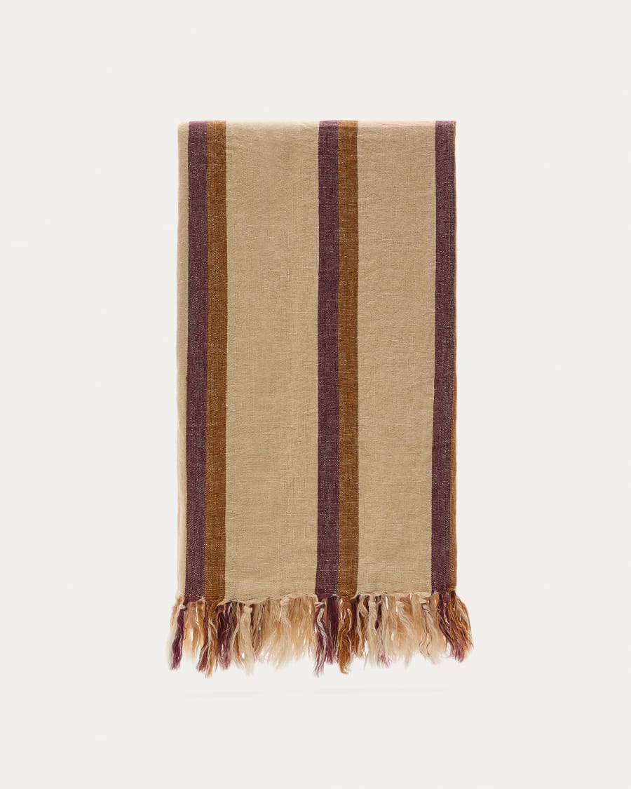 Arven multicoloured striped 100% linen blanket 130 x 170cm