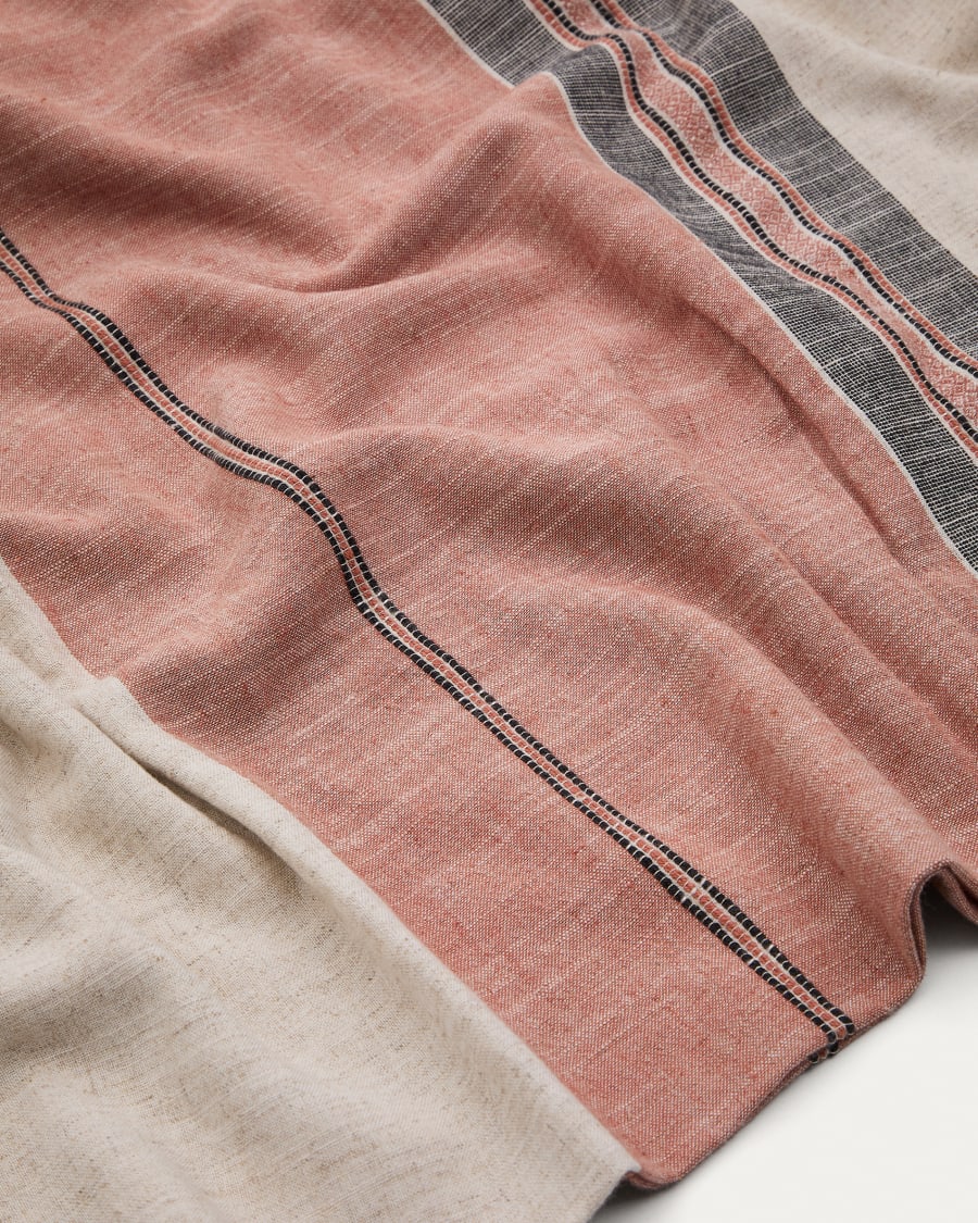 Veliat linen and viscose tablecloth with multicoloured contrasting woven stripes 170 x 250cm