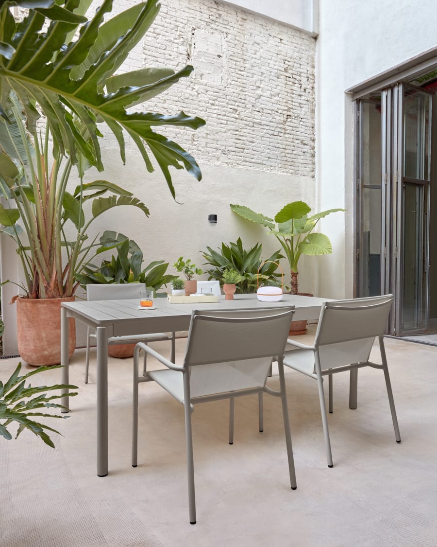 Zaltana stackable outdoor chair in aluminium with a matte white painted finish