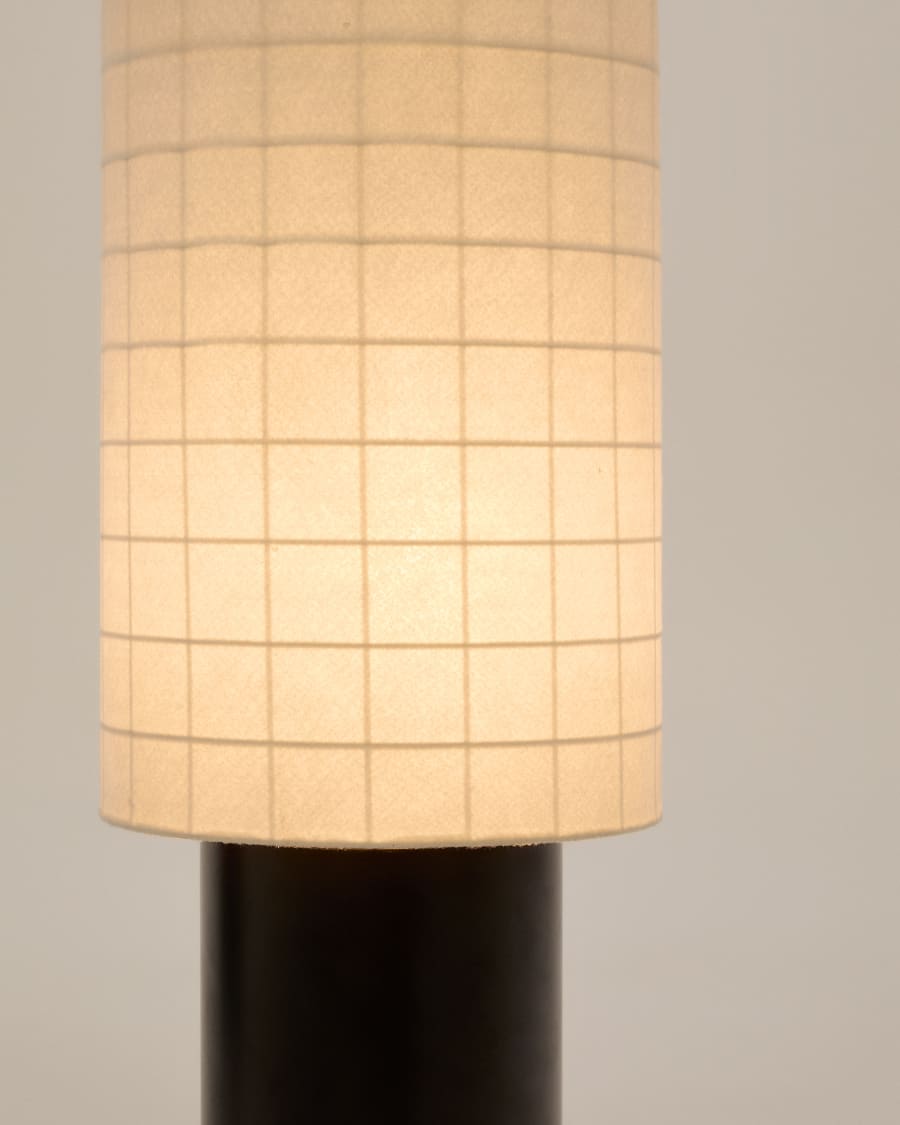 Dulan black metal floor lamp with cotton shade and UK adaptor