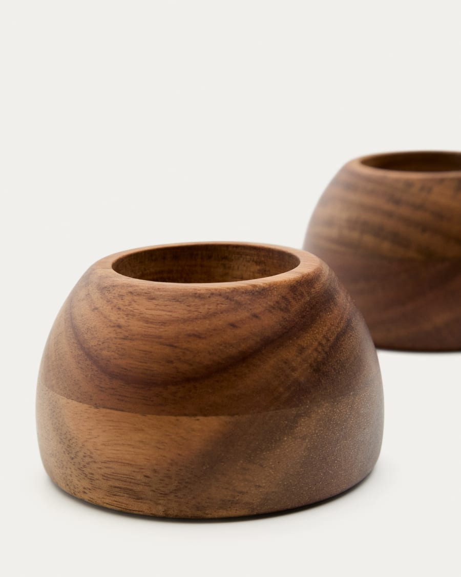 Nukha set of 2 egg cups in FSC 100% acacia wood