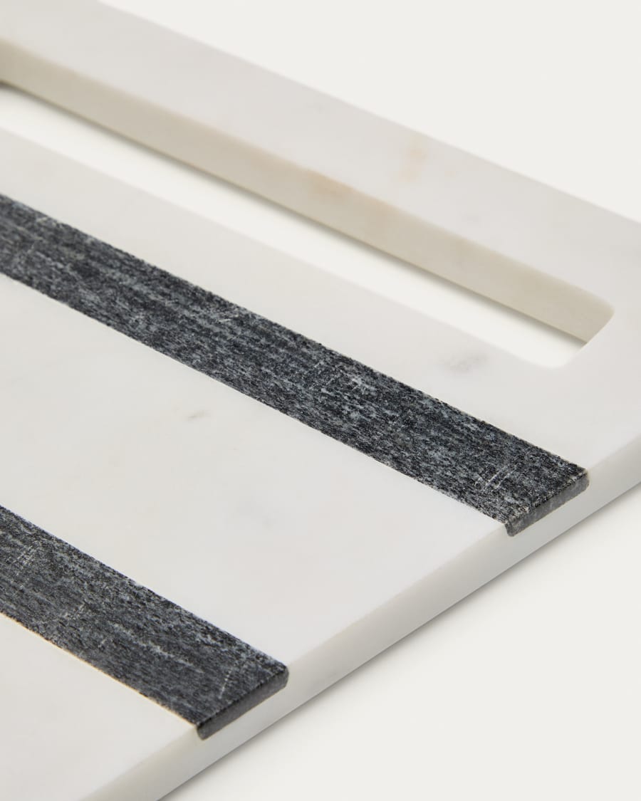 Nira square serving board in black and white marble