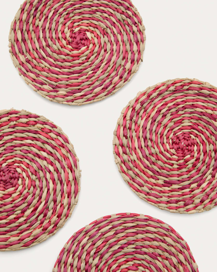Rivela set of 4 red seagrass coasters