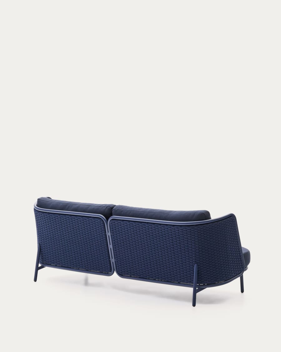 Sedalis outdoor 3-seater sofa in aluminium and blue rope cord 210cm